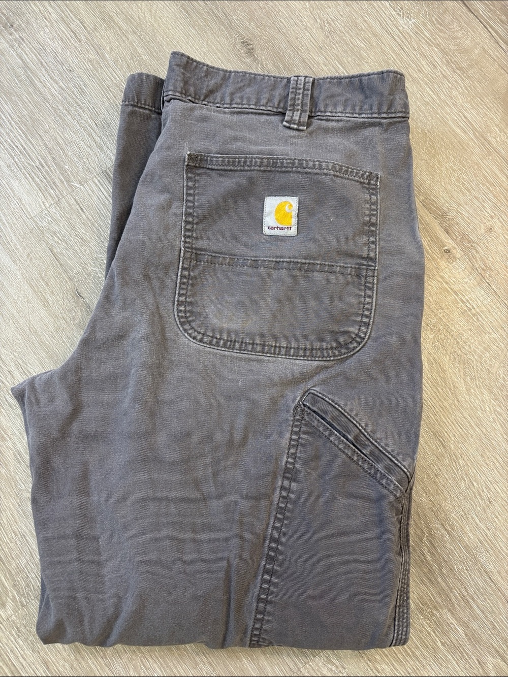 Carhartt Women's Gray Straight-Leg Work Pants with Pocket Patch 36x30